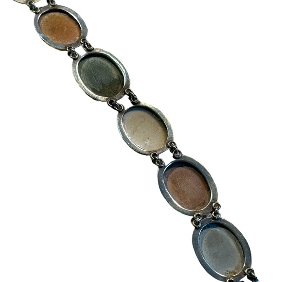 Antique Bracelet Stone Cameo 800 Silver Victorian Lava RARE Seven Days Chariots - Picture 2 of 14